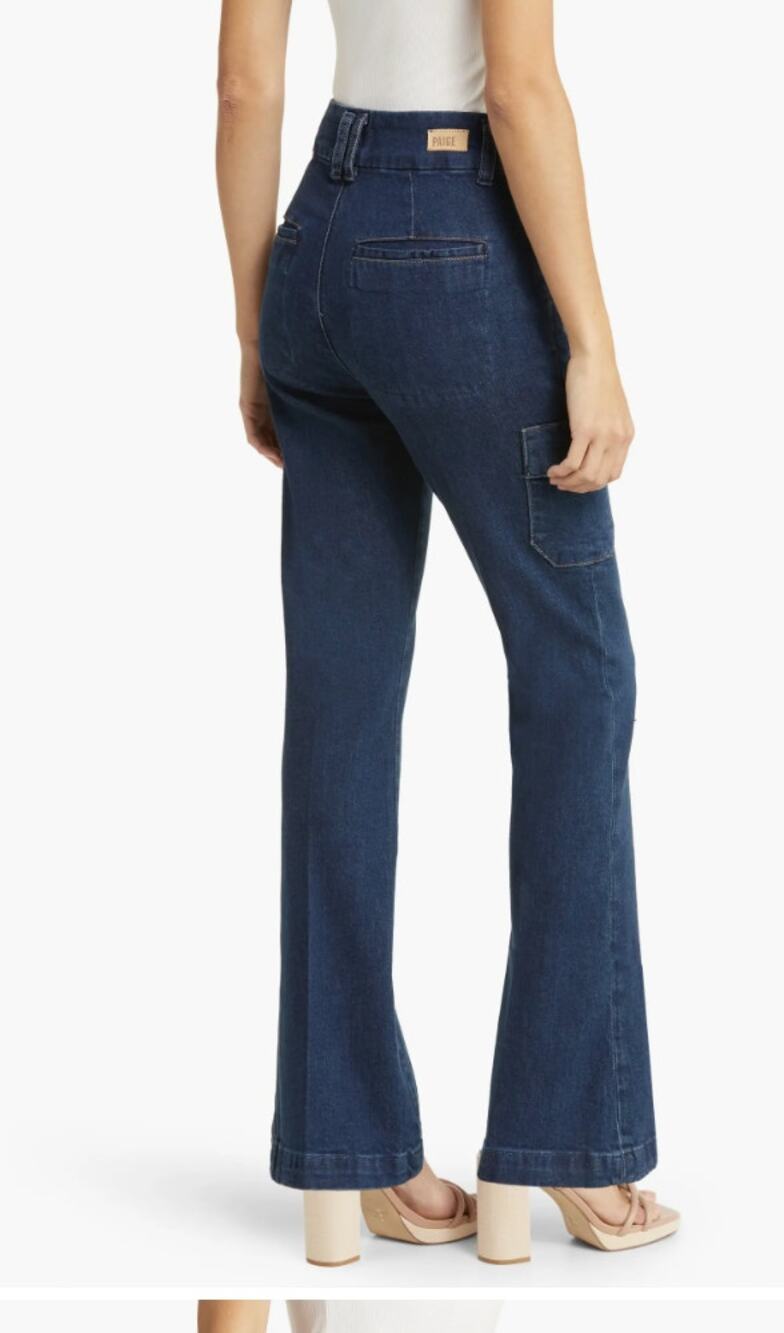 Paige Dion Cargo Pocket Trouser Flare Denim Jeans Size 27 (Gracie Lou)
